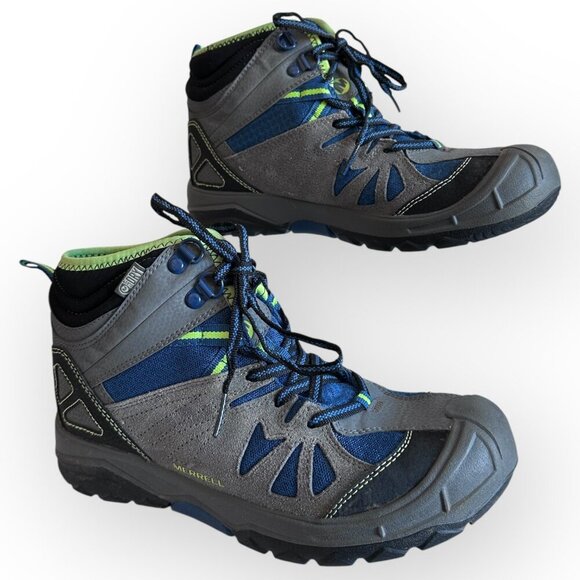 Merrell Capra Mid Waterproof Hiking Boots Blue Gray Little Boys Youth Size 4 - Picture 6 of 11